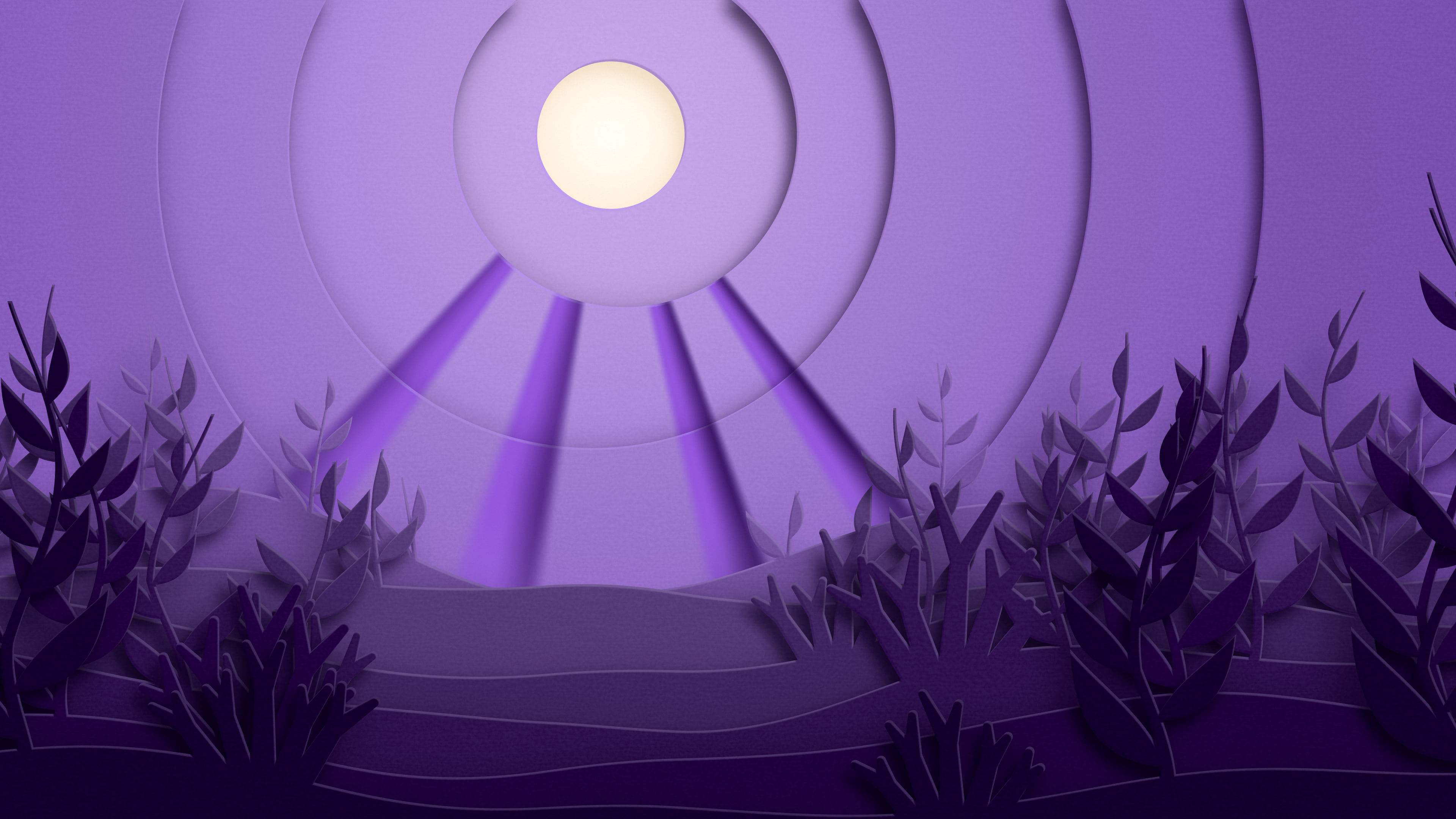 Dark Purple 3D Paper Cut Underwater Kelp desktop wallpaper in 4K