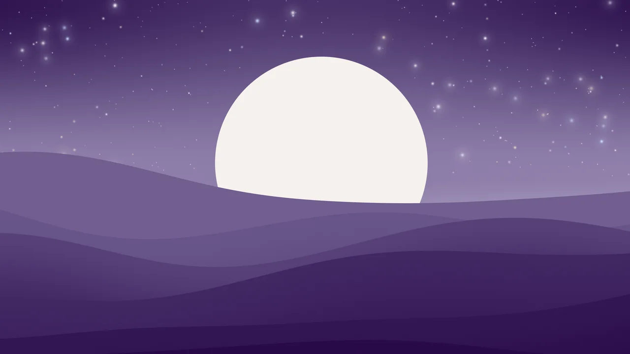 Dark Purple and Ivory Minimalist Sunset Hills desktop wallpaper in 4K