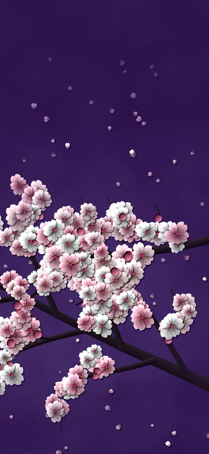 Dark Purple Blossom Branch Pattern wallpaper for iPhone and Android