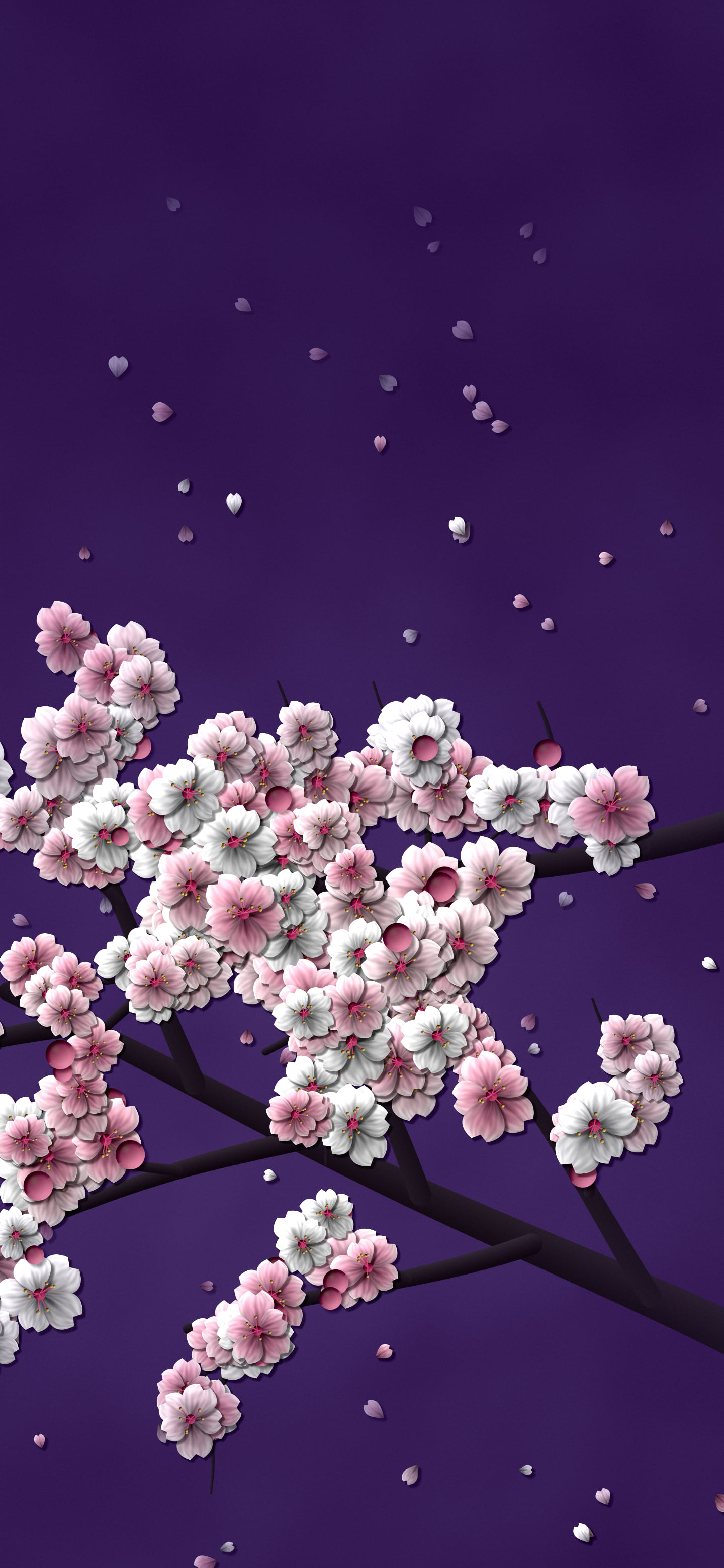 Dark Purple Blossom Branch Pattern wallpaper for iPhone and Android