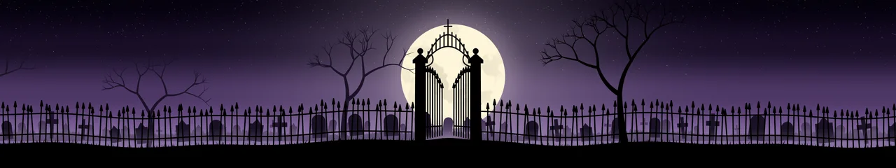 Dark Purple Cemetery Gate triple monitor wallpaper, 7680 × 1440