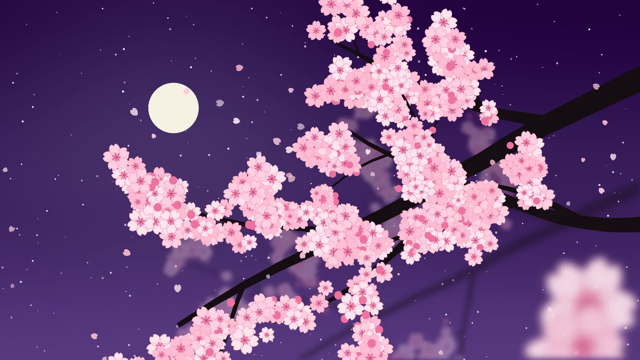 Dark Purple Cherry Blossom Branch desktop wallpaper in 4K