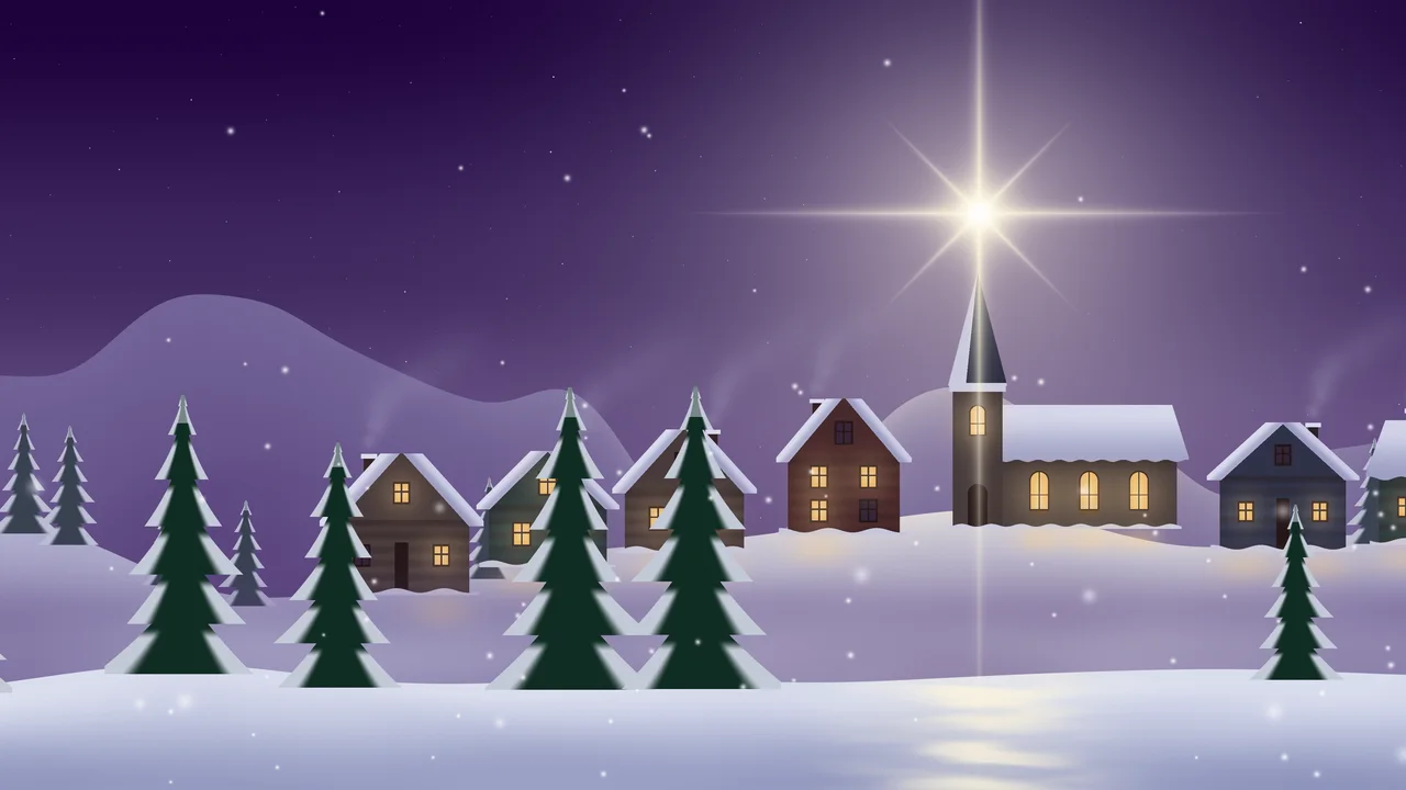 Dark Purple Christmas Star desktop wallpaper in 4K