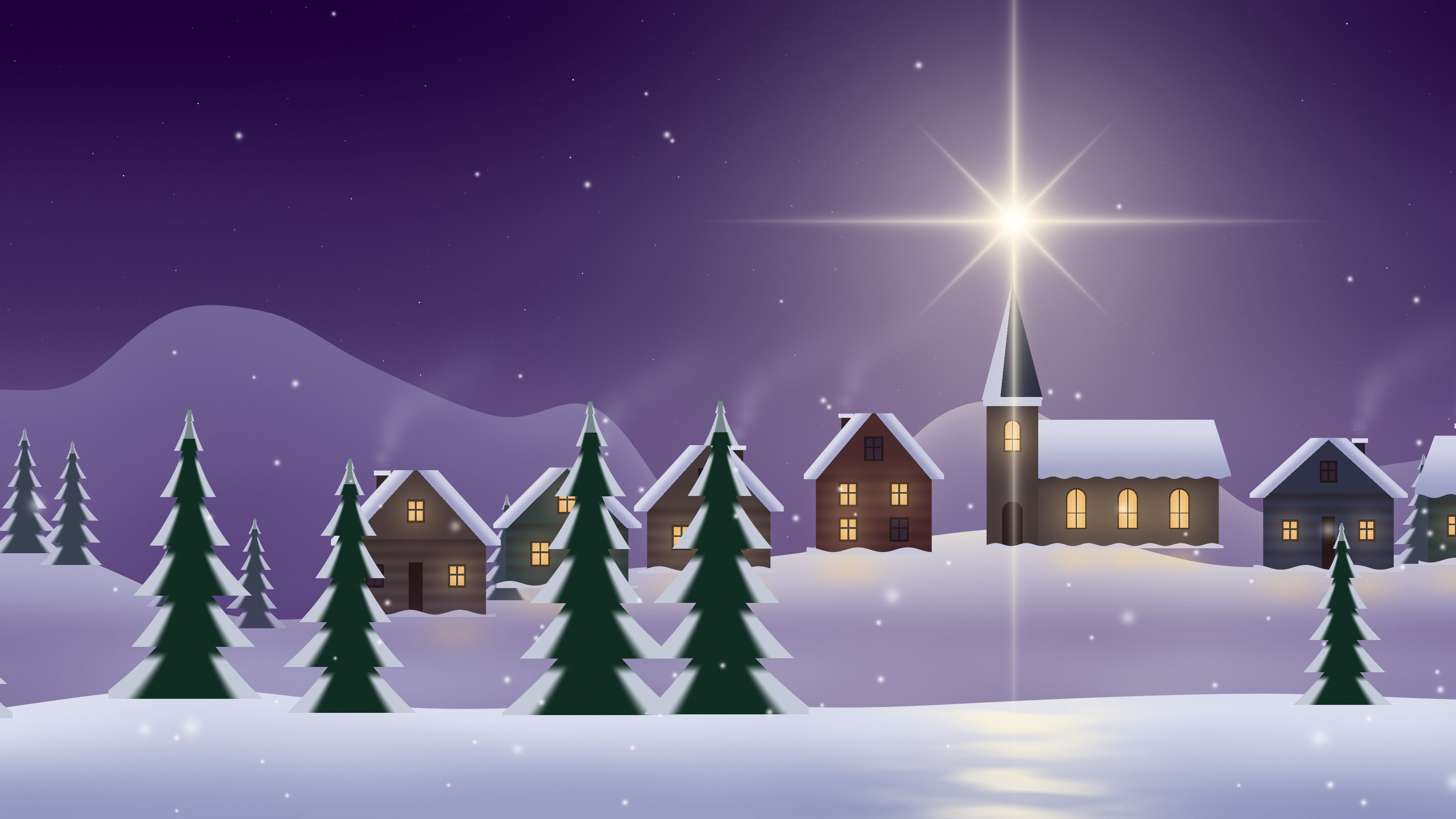 Dark Purple Christmas Star desktop wallpaper in 4K