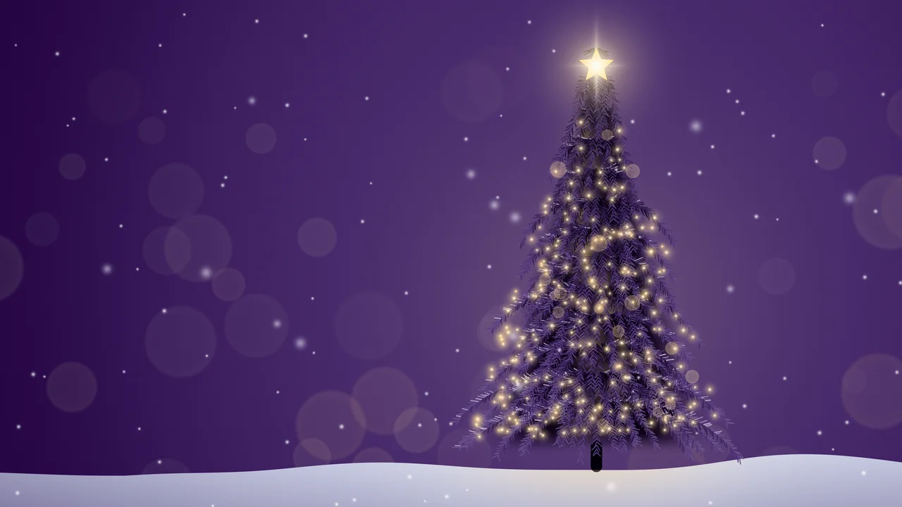 Dark Purple Christmas Tree desktop wallpaper in 4K