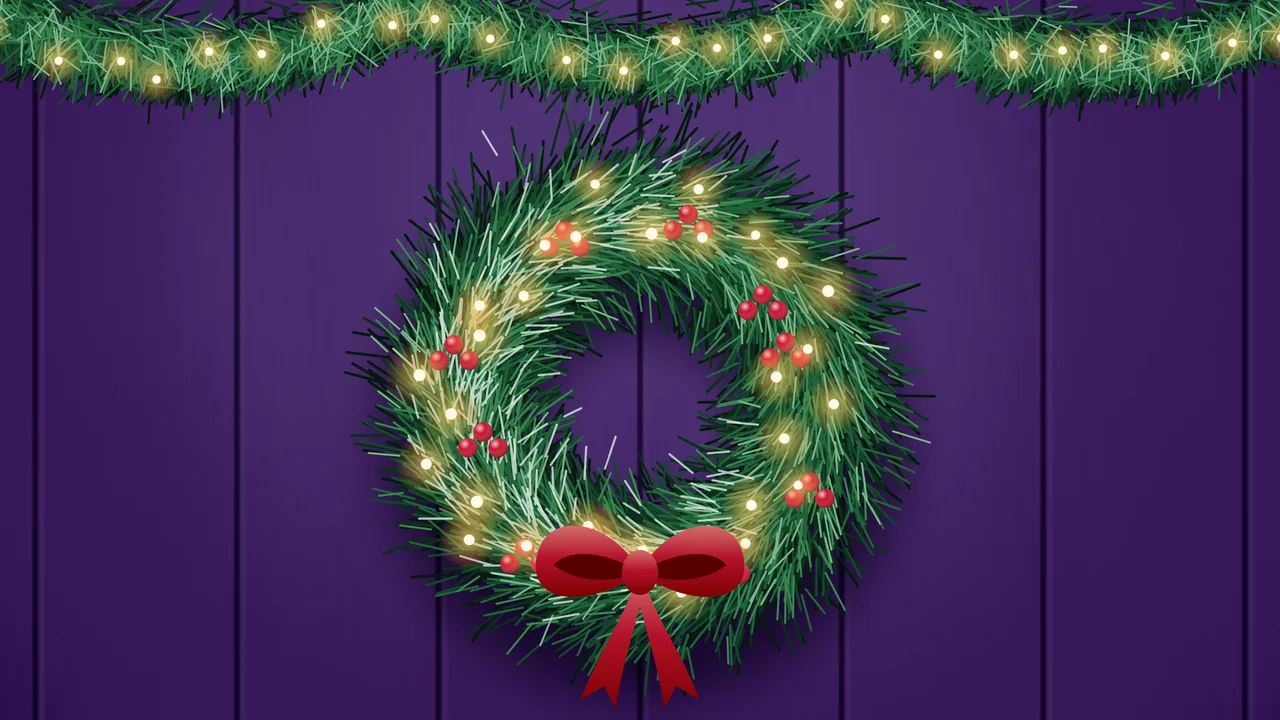 Dark Purple Christmas Wreath desktop wallpaper in 4K