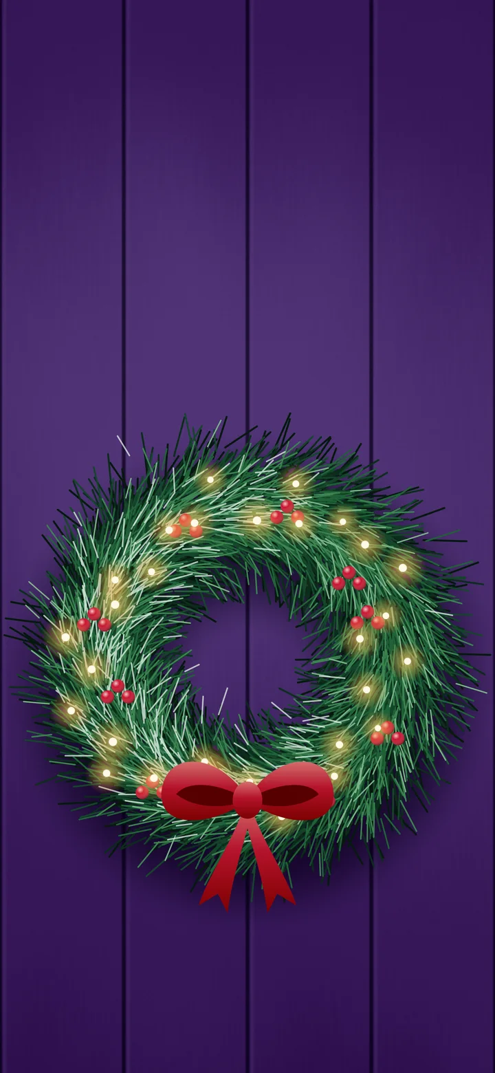 Dark Purple Christmas Wreath wallpaper for iPhone and Android