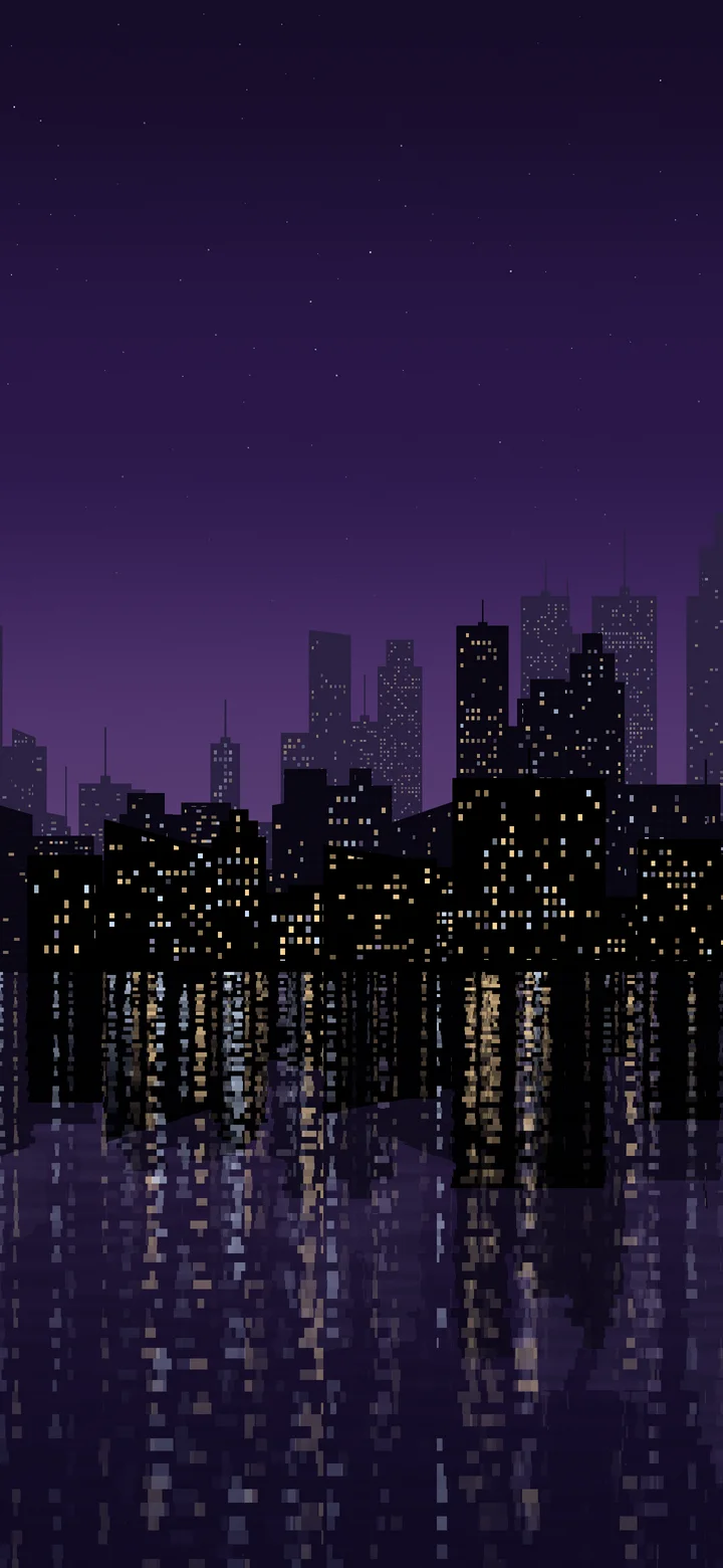Dark Purple City Lights Reflection wallpaper for iPhone and Android