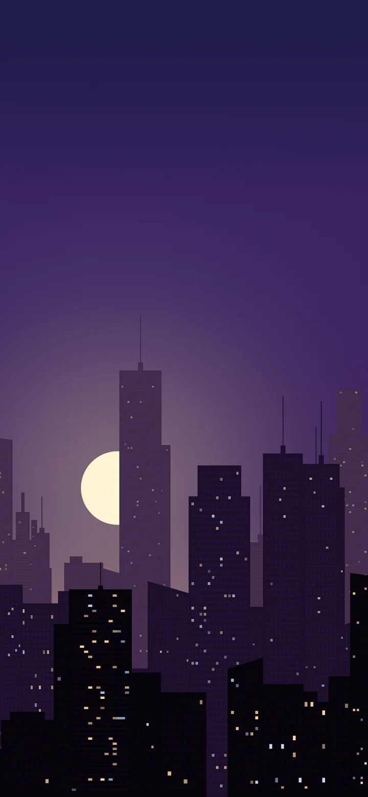 Dark Purple City Skyline Sunset wallpaper for iPhone and Android