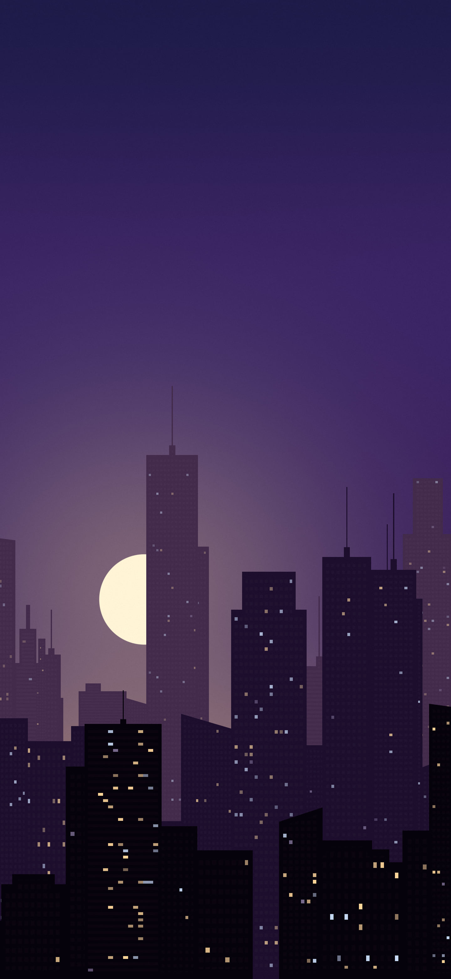Dark Purple City Skyline Sunset wallpaper for iPhone and Android