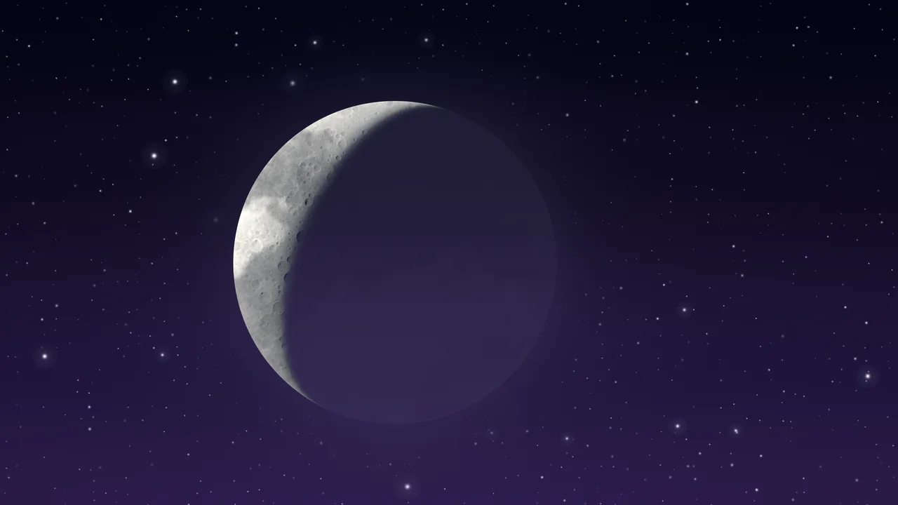 Dark Purple Crescent Moon desktop wallpaper in 4K