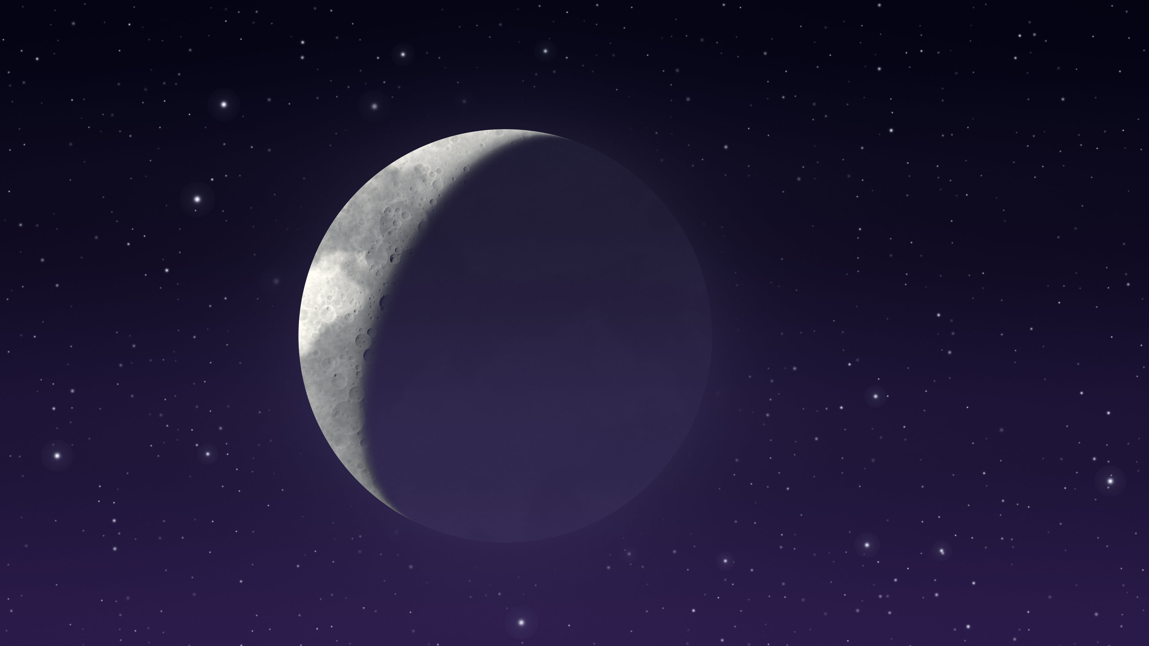 Dark Purple Crescent Moon desktop wallpaper in 4K