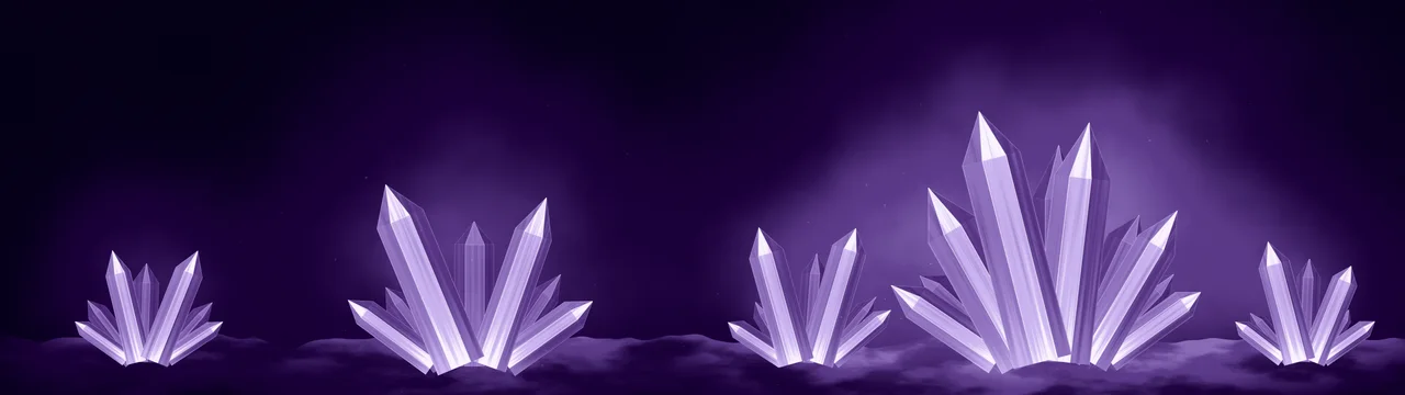 Dark Purple Crystal Cluster dual monitor wallpaper, 7680 × 2160
