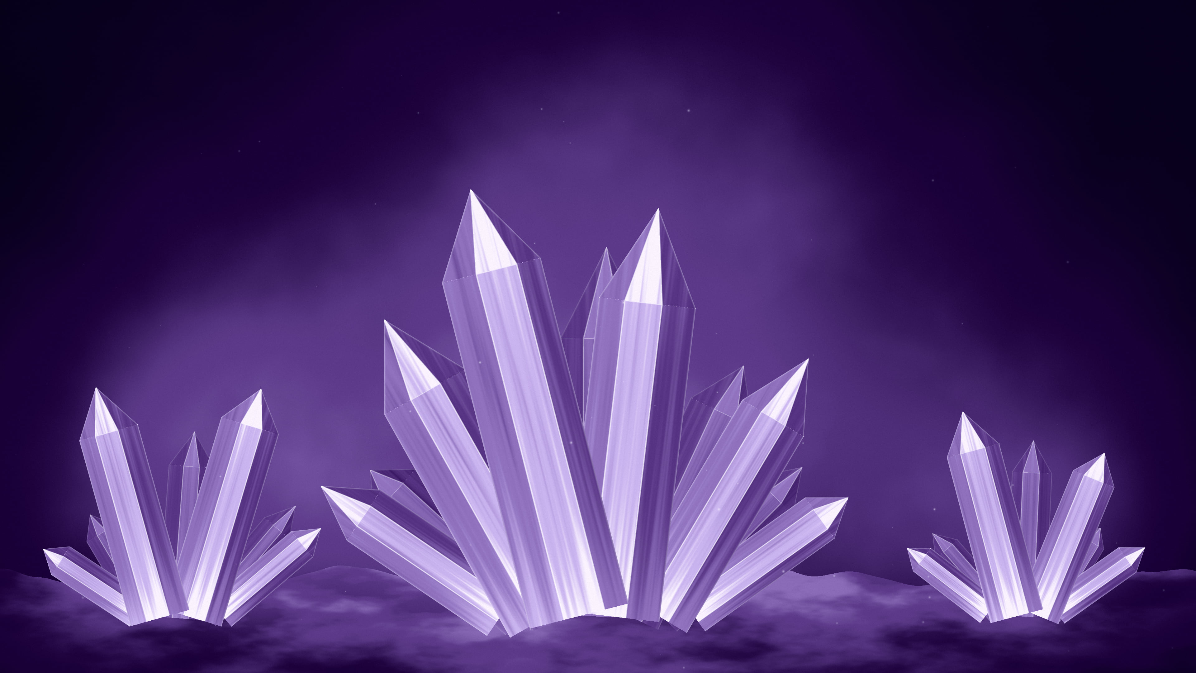 Dark Purple Crystal Cluster desktop wallpaper in 4K