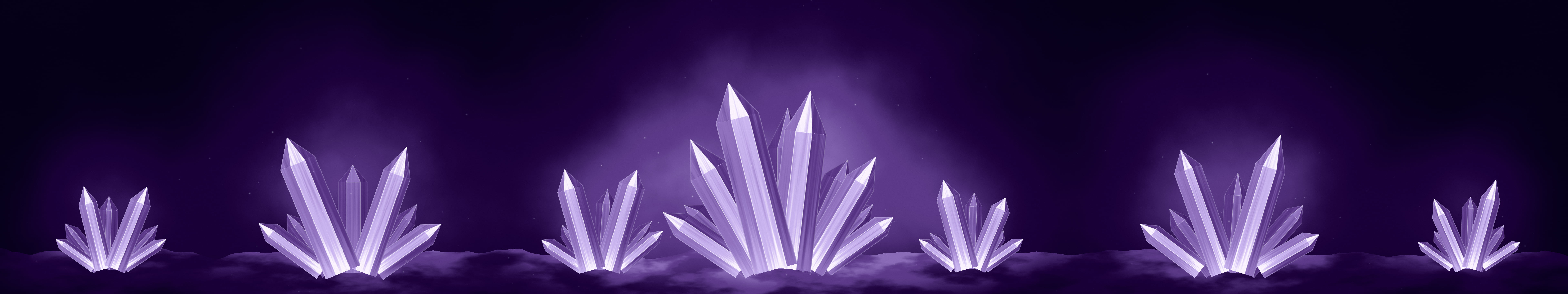 Dark Purple Crystal Cluster triple monitor wallpaper, 7680 × 1440