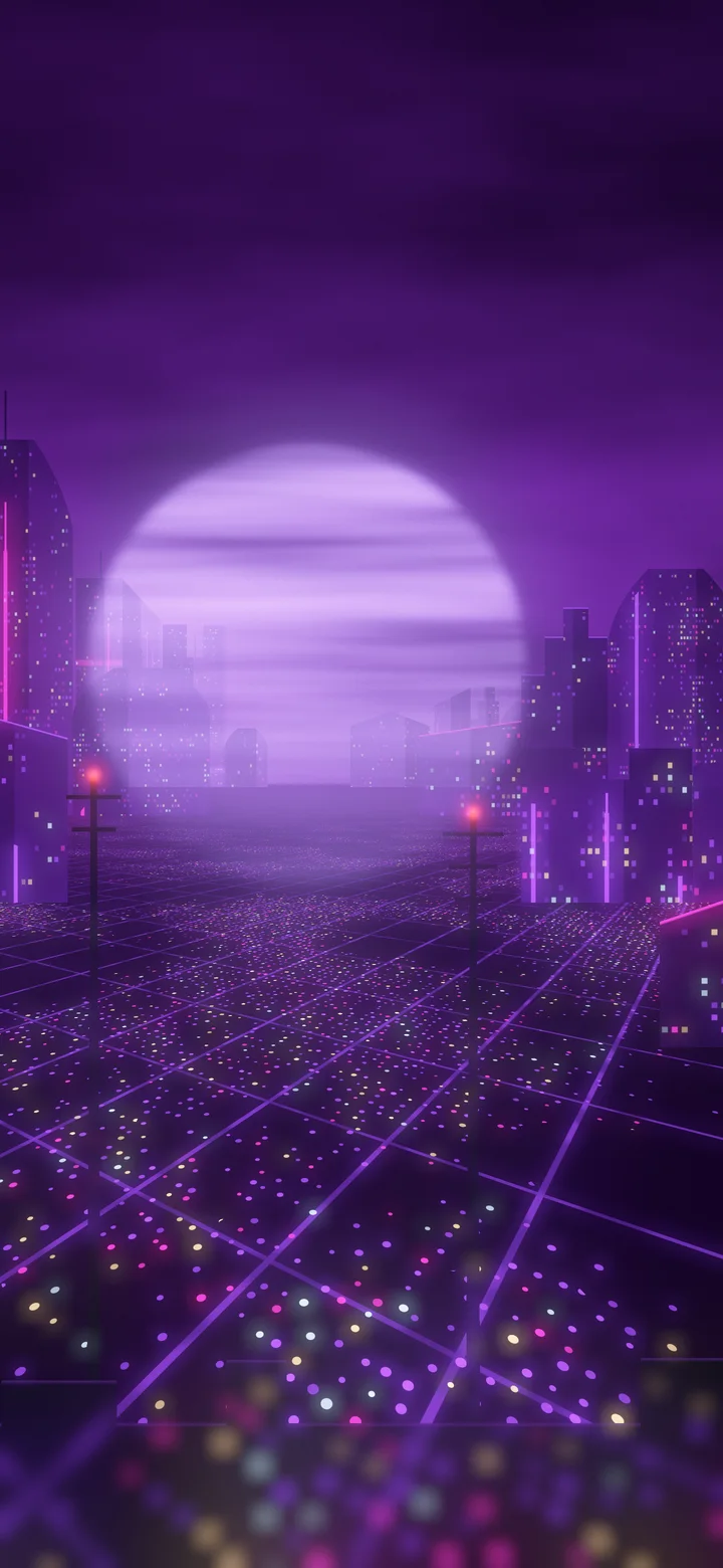 Dark Purple Cyberpunk City Rooftop wallpaper for iPhone and Android