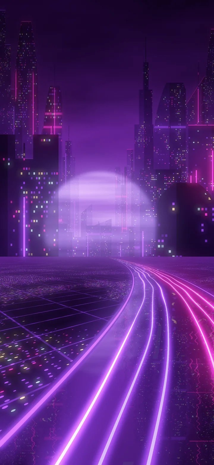 Dark Purple Cyberpunk Highway wallpaper for iPhone and Android
