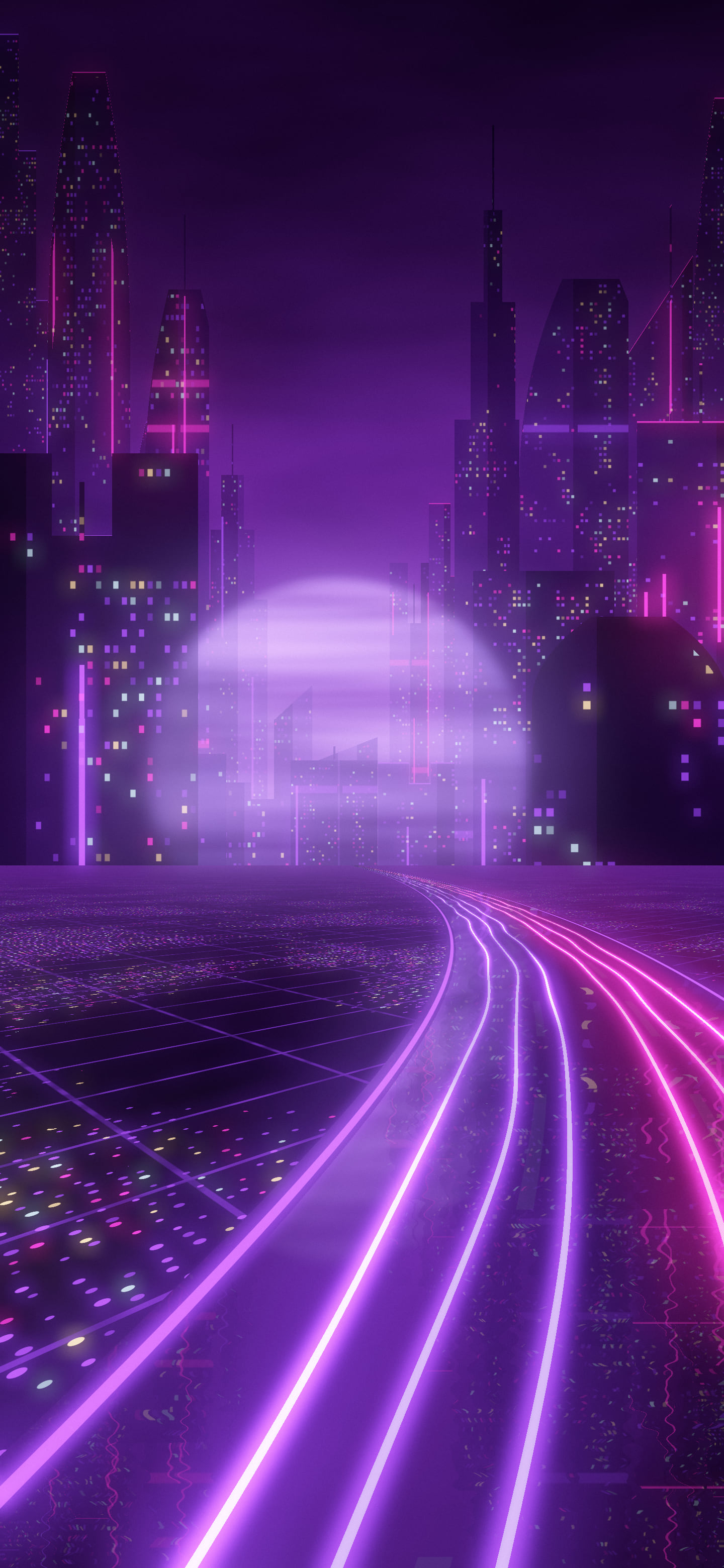 Dark Purple Cyberpunk Highway wallpaper for iPhone and Android