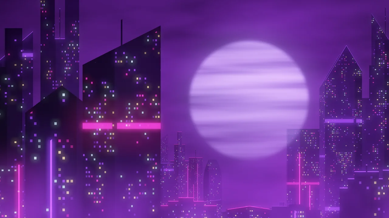 Dark Purple Cyberpunk Megacity desktop wallpaper in 4K