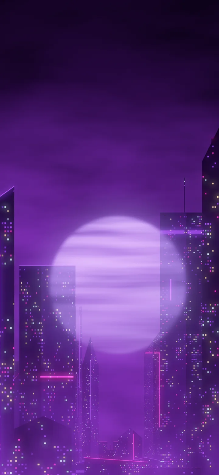 Dark Purple Cyberpunk Megacity wallpaper for iPhone and Android