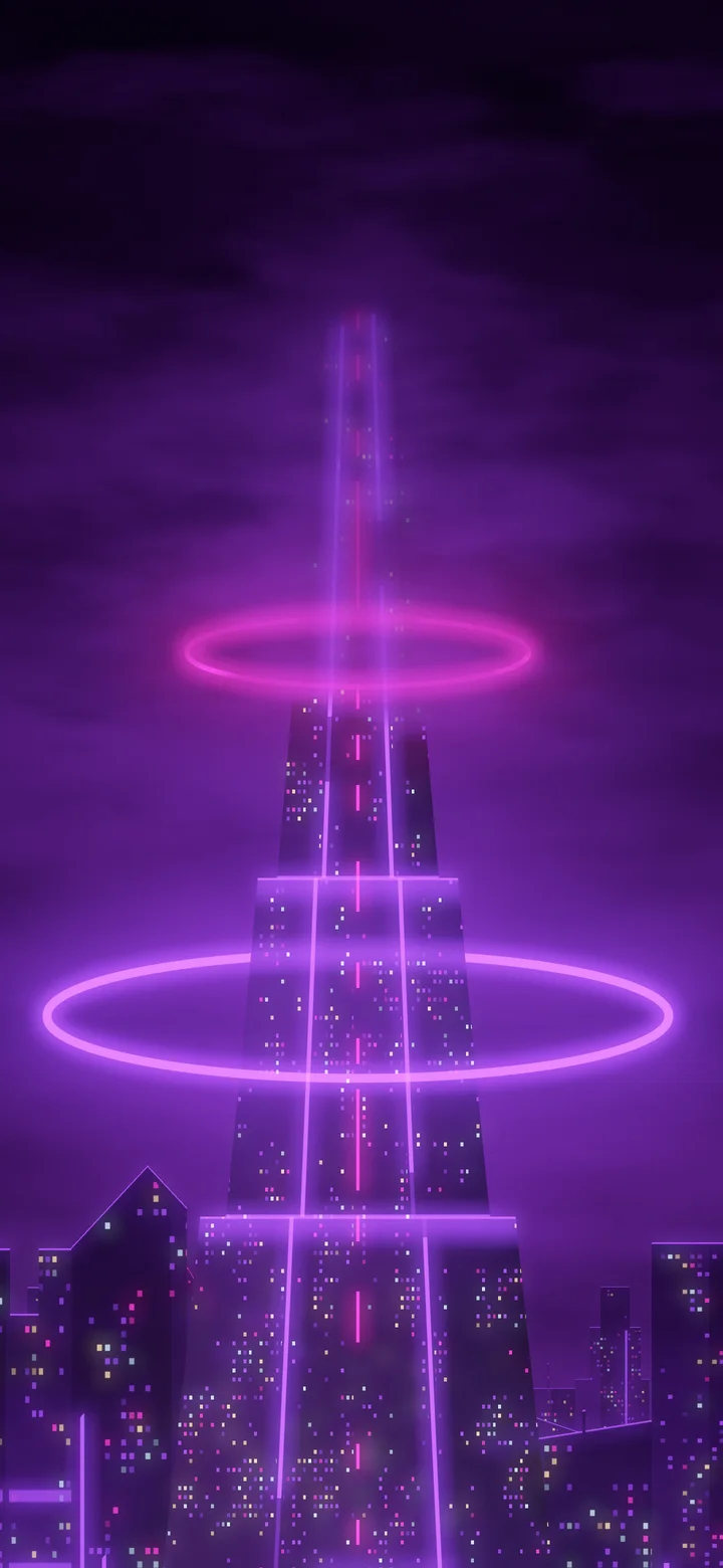 Dark Purple Cyberpunk Tower wallpaper for iPhone and Android