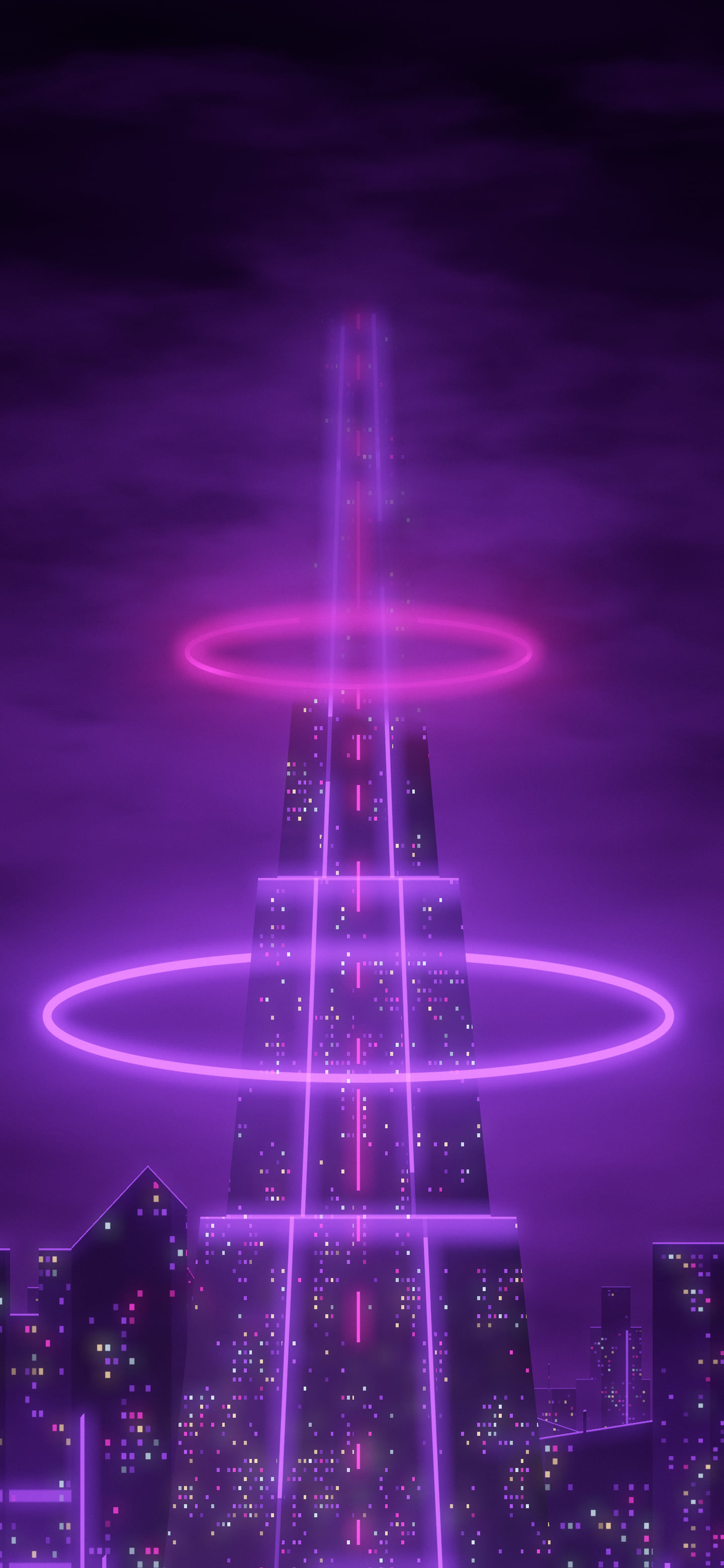 Dark Purple Cyberpunk Tower wallpaper for iPhone and Android
