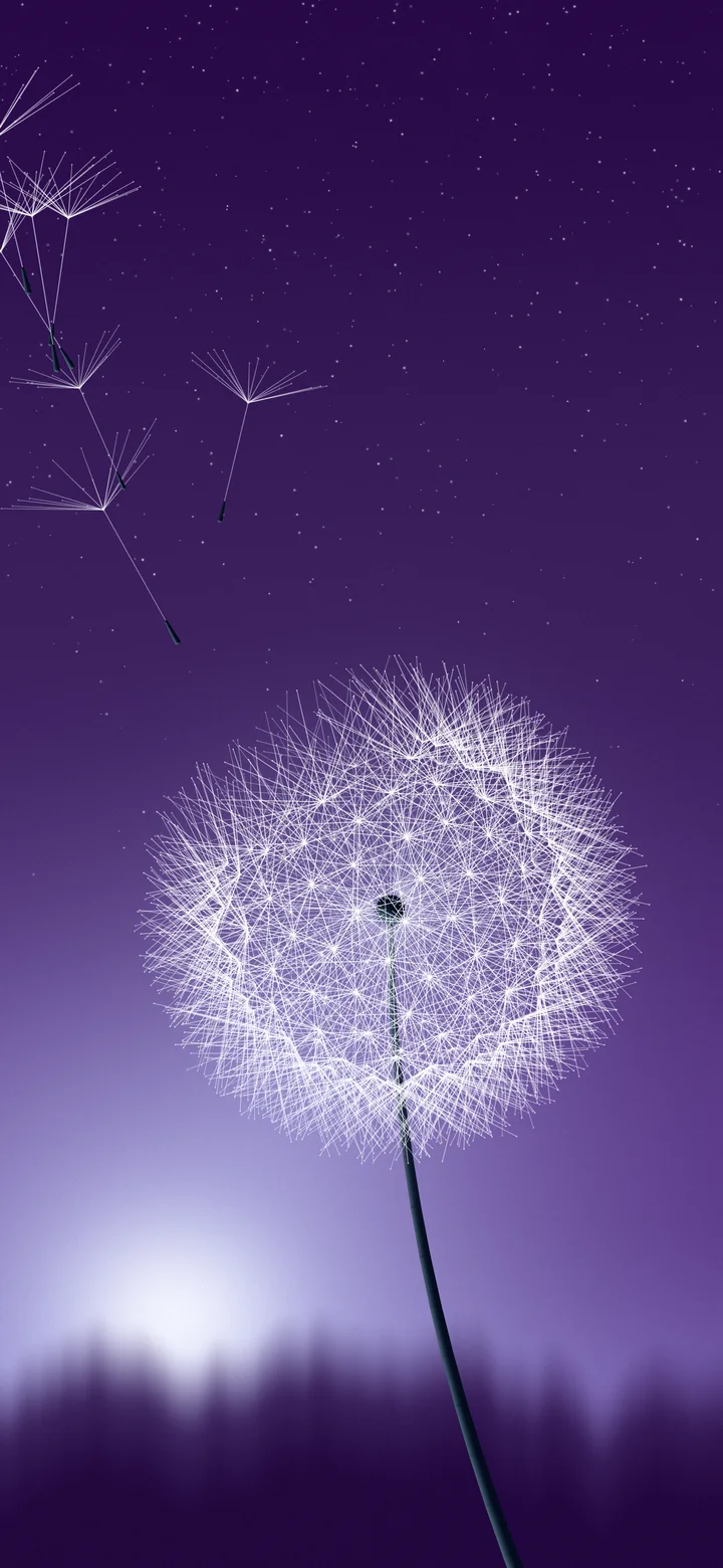 Dark Purple Dandelion wallpaper for iPhone and Android
