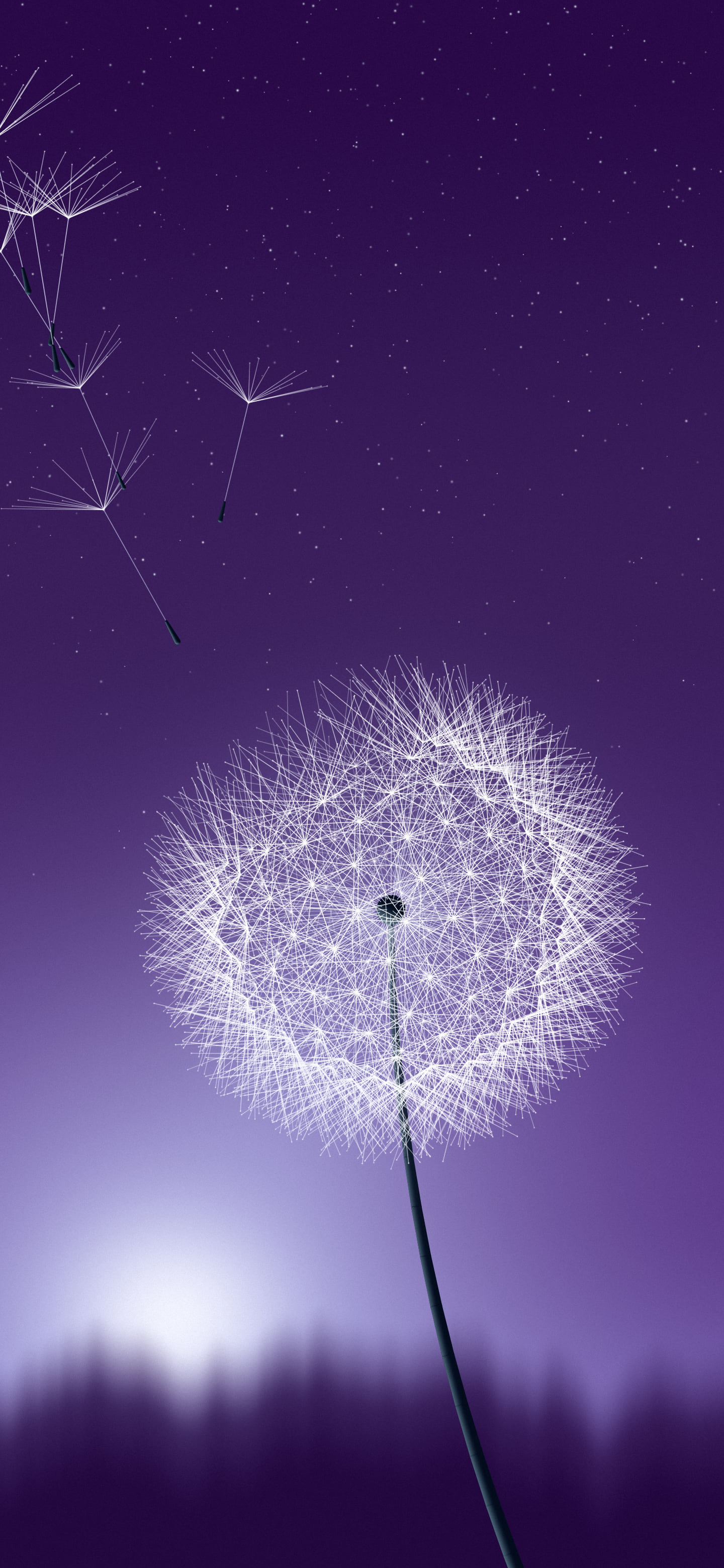Dark Purple Dandelion wallpaper for iPhone and Android