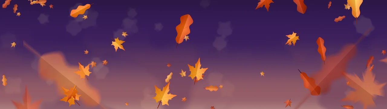 Dark Purple Falling Autumn Leaves dual monitor wallpaper, 7680 × 2160