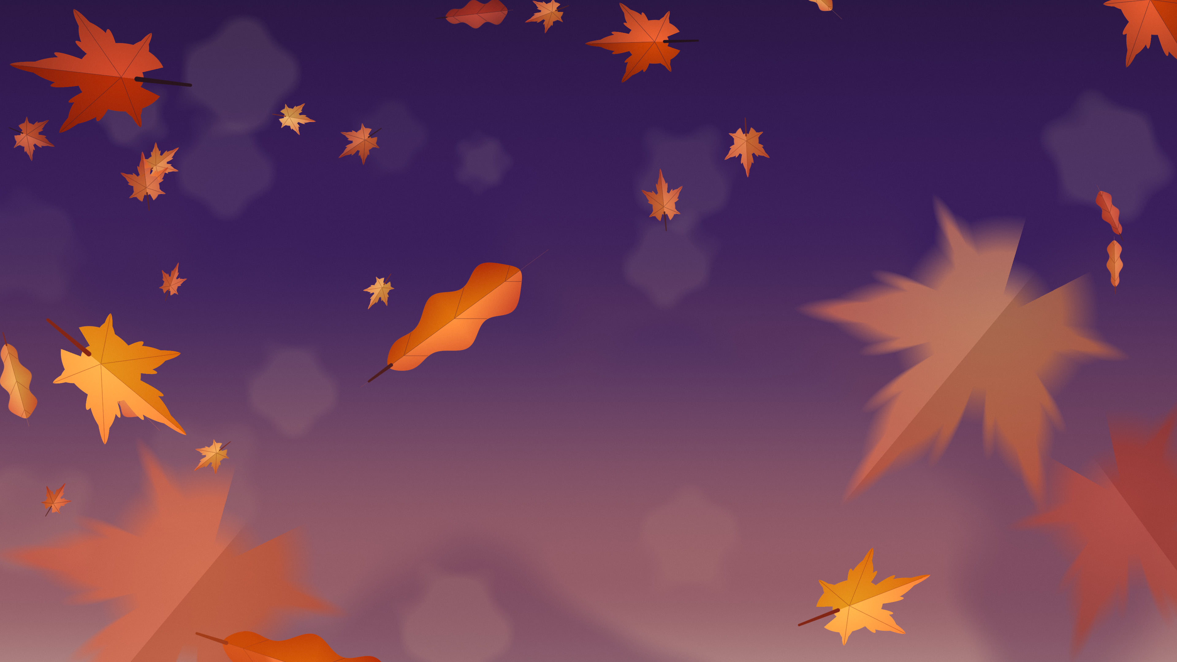 Dark Purple Falling Autumn Leaves desktop wallpaper in 4K