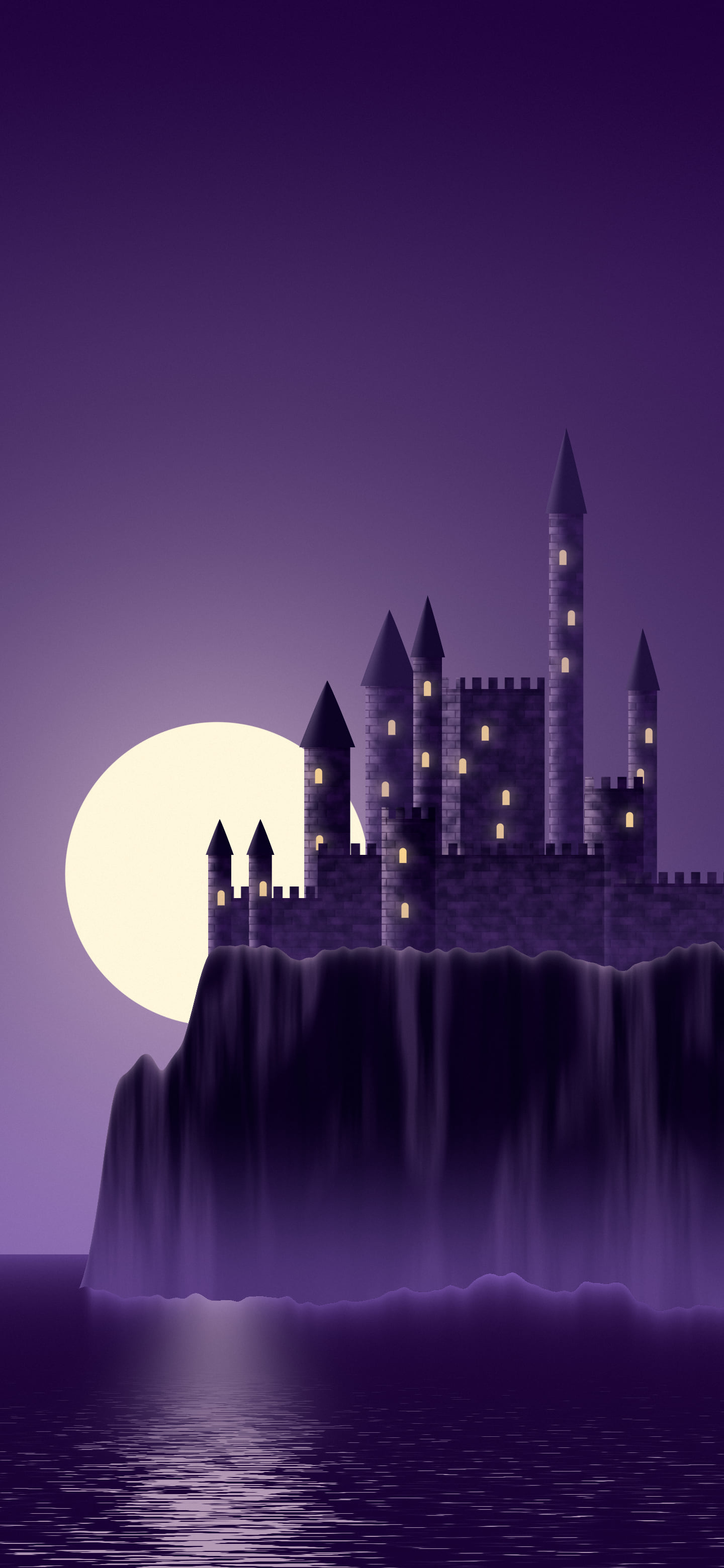 Dark Purple Fantasy Castle at Sunset wallpaper for iPhone and Android