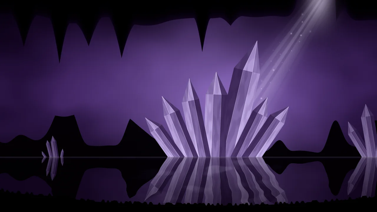Dark Purple Fantasy Crystal Cavern desktop wallpaper in 4K