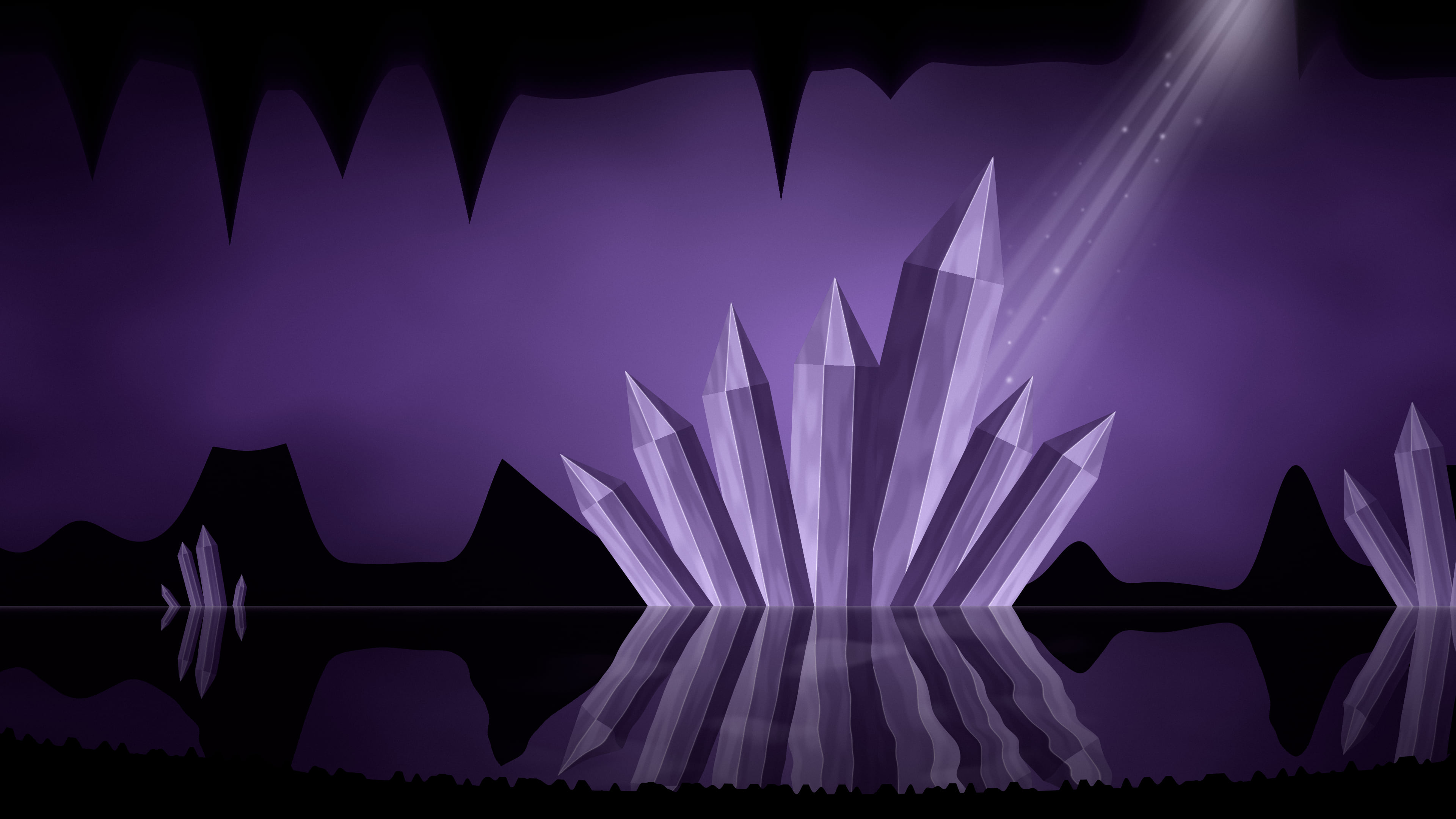 Dark Purple Fantasy Crystal Cavern desktop wallpaper in 4K