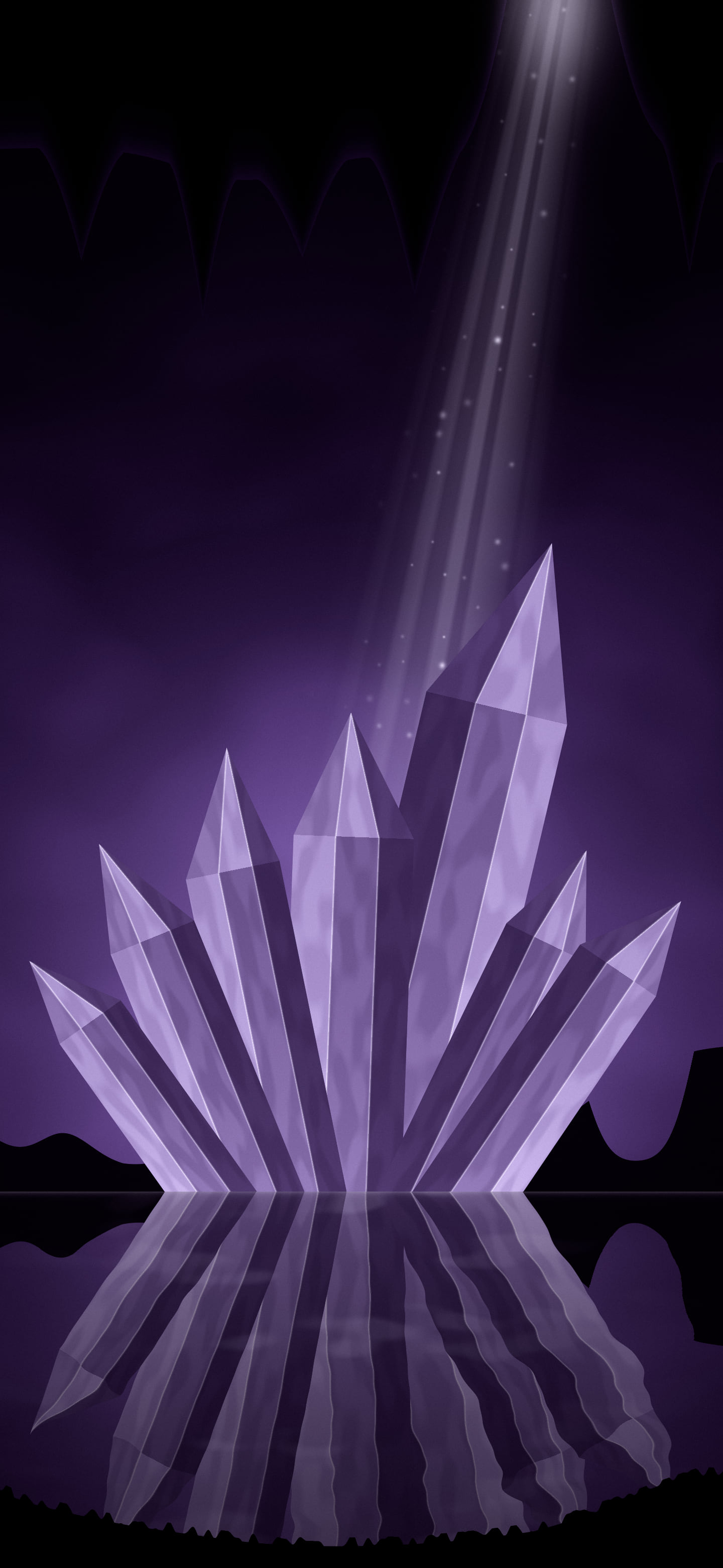 Dark Purple Fantasy Crystal Cavern wallpaper for iPhone and Android