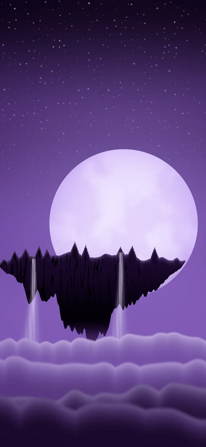Dark Purple Fantasy Floating Islands wallpaper for iPhone and Android