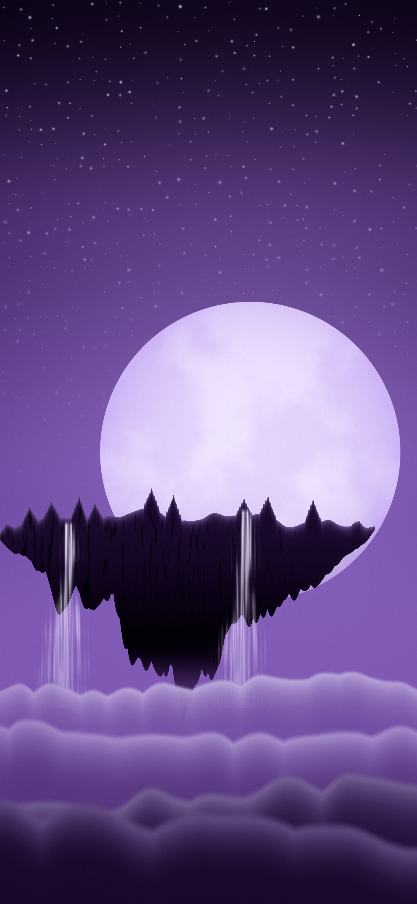 Dark Purple Fantasy Floating Islands wallpaper for iPhone and Android