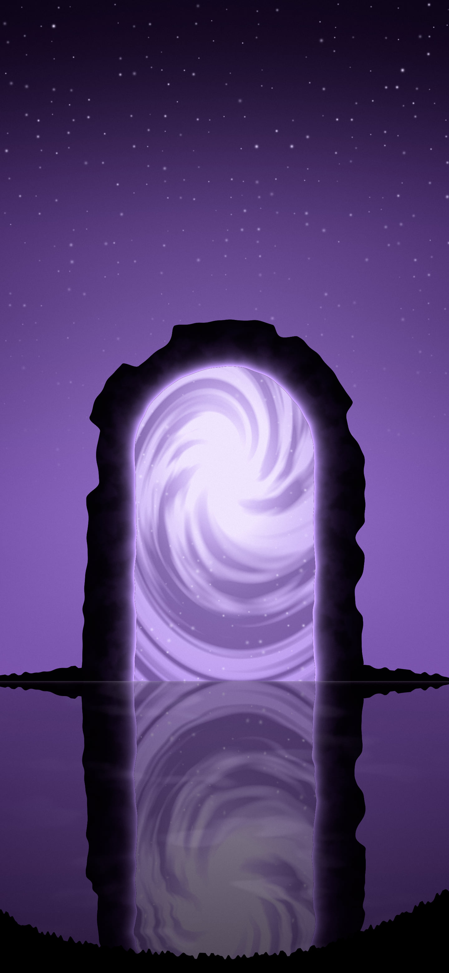 Dark Purple Fantasy Stone Portal wallpaper for iPhone and Android