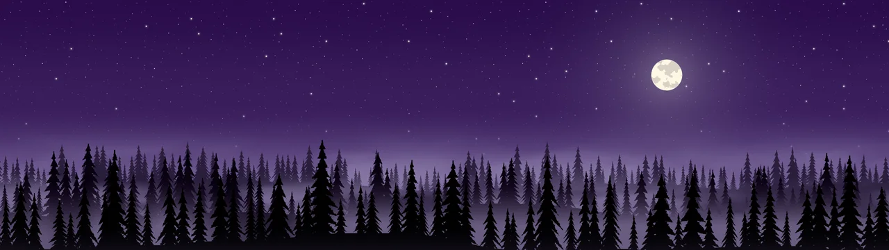 Dark Purple Forest at Night dual monitor wallpaper, 7680 × 2160