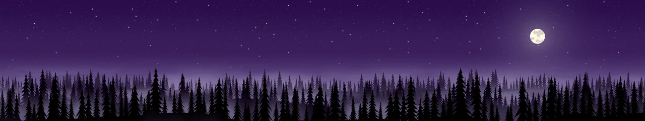 Dark Purple Forest at Night triple monitor wallpaper, 7680 × 1440