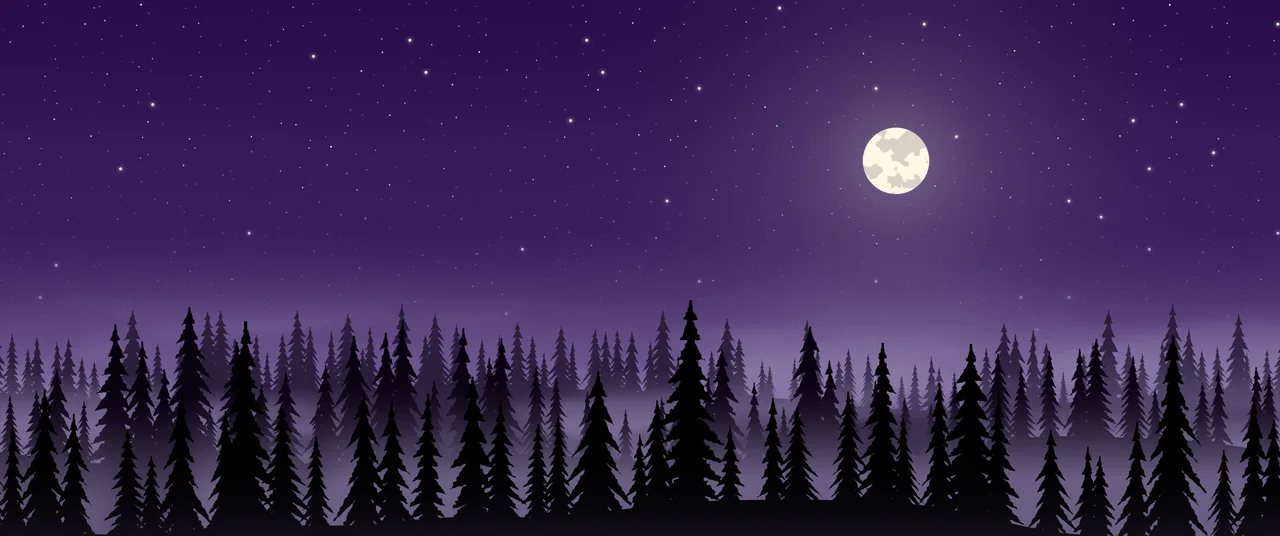 Dark Purple Forest at Night ultrawide wallpaper, 3440 × 1440