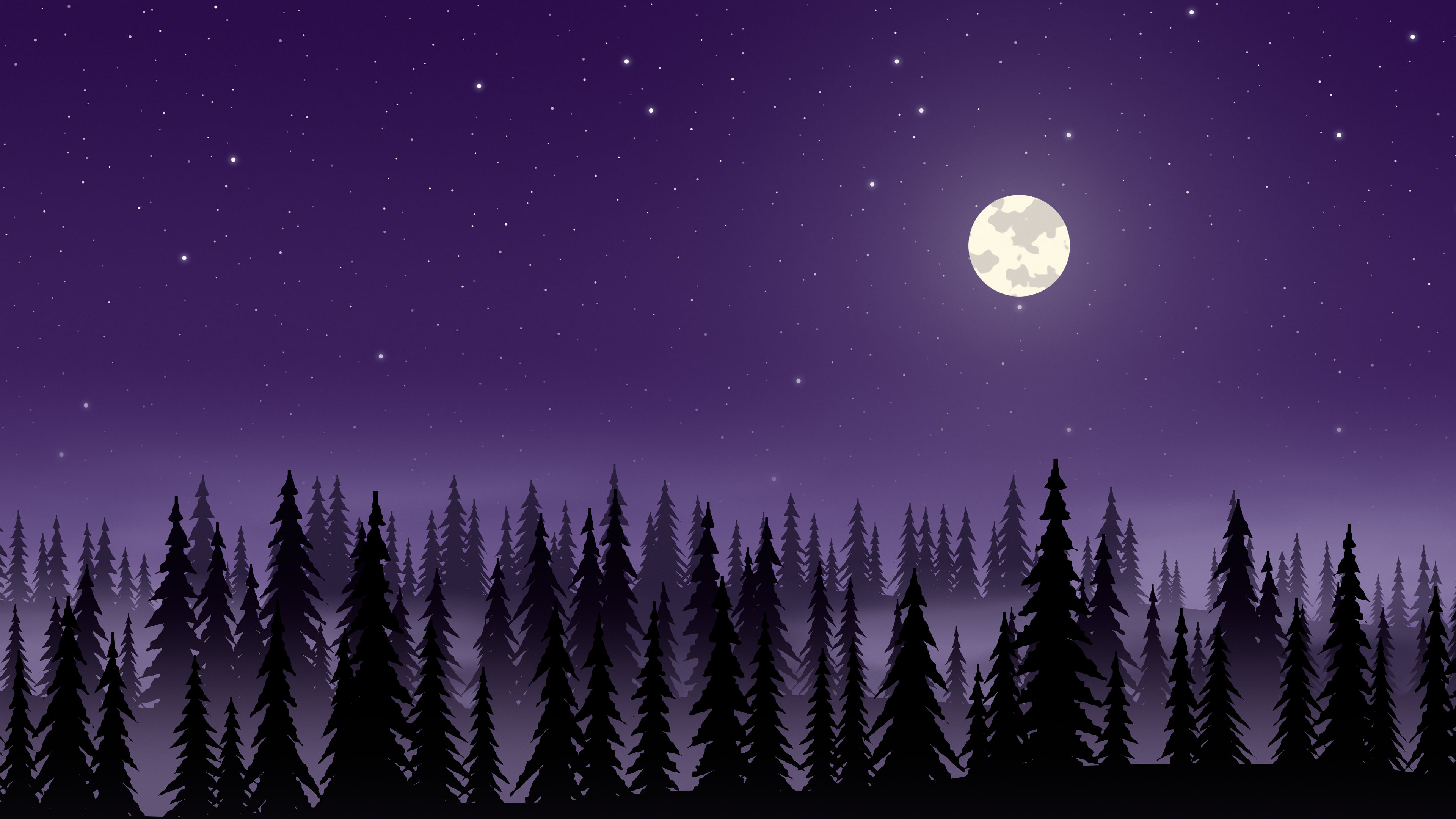 Dark Purple Forest at Night desktop wallpaper in 4K