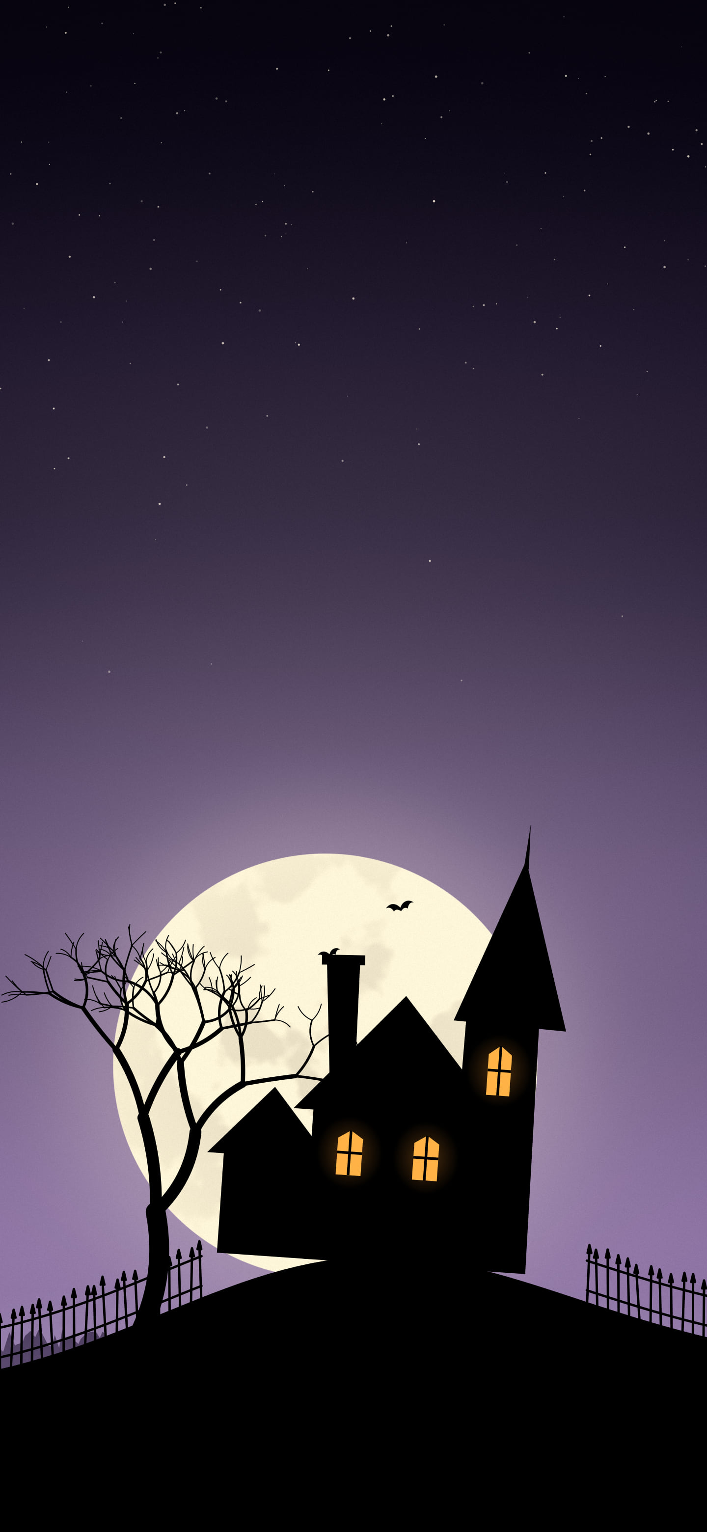 Dark Purple Haunted House wallpaper for iPhone and Android