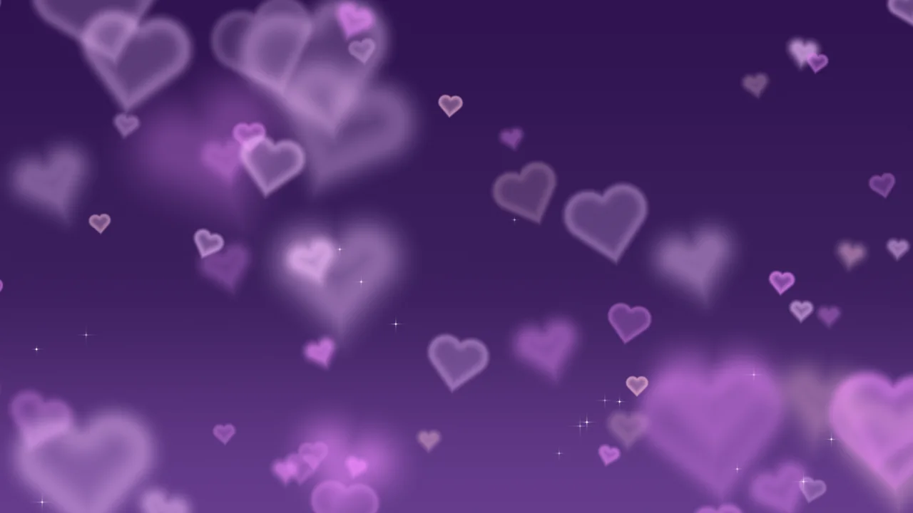 Dark Purple Heart Bokeh Lights desktop wallpaper in 4K