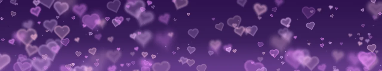 Dark Purple Heart Bokeh Lights triple monitor wallpaper, 7680 × 1440