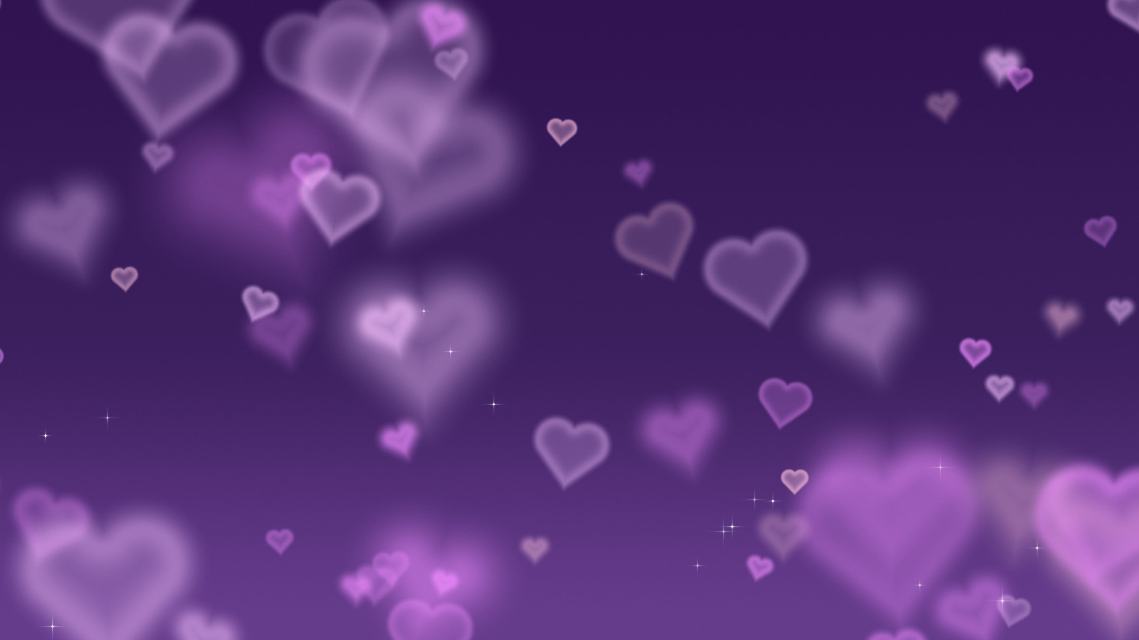 Dark Purple Heart Bokeh Lights desktop wallpaper in 4K