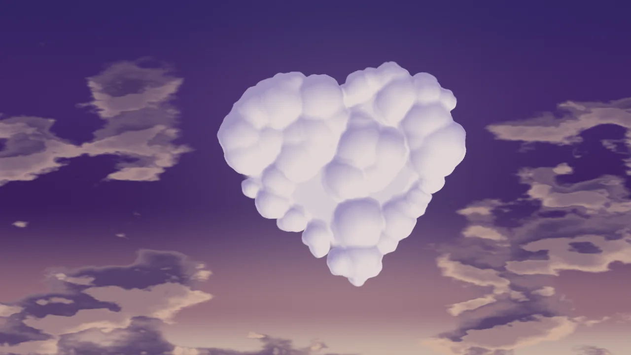 Dark Purple Heart Cloud Sky desktop wallpaper in 4K