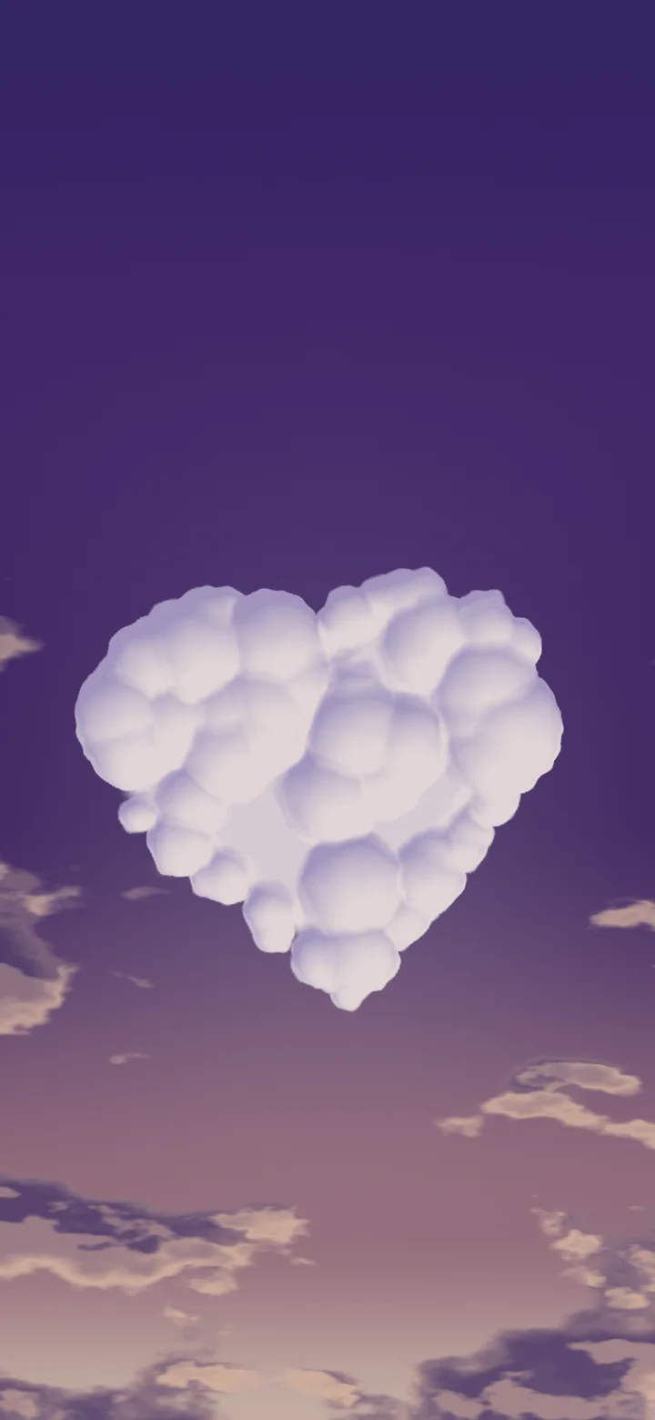 Dark Purple Heart Cloud Sky wallpaper for iPhone and Android
