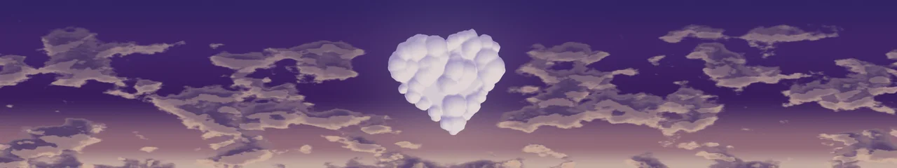 Dark Purple Heart Cloud Sky triple monitor wallpaper, 7680 × 1440