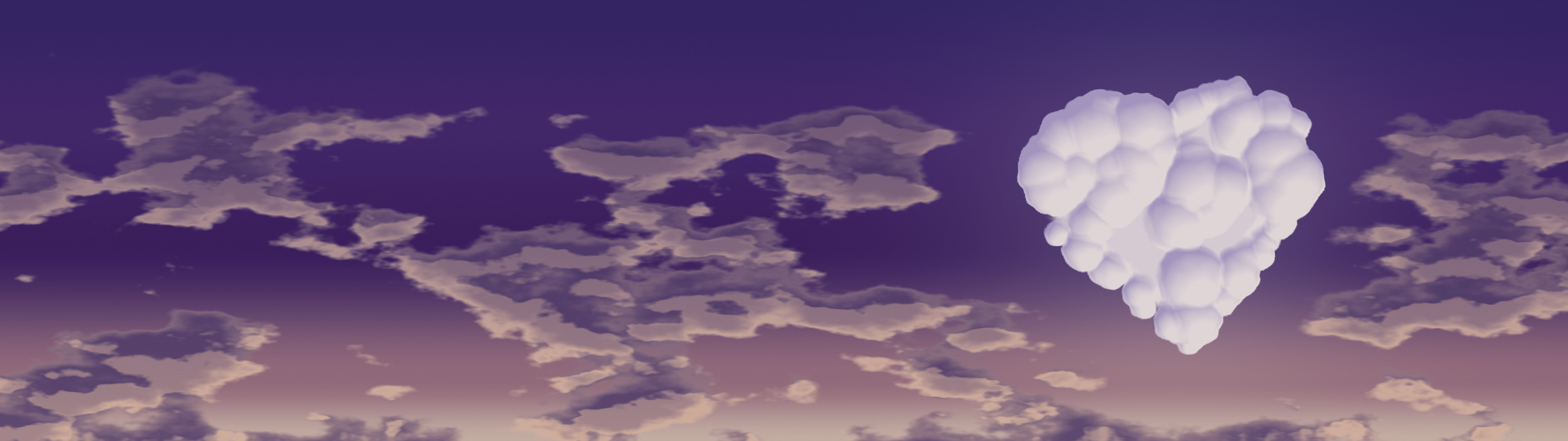 Dark Purple Heart Cloud Sky dual monitor wallpaper, 7680 × 2160