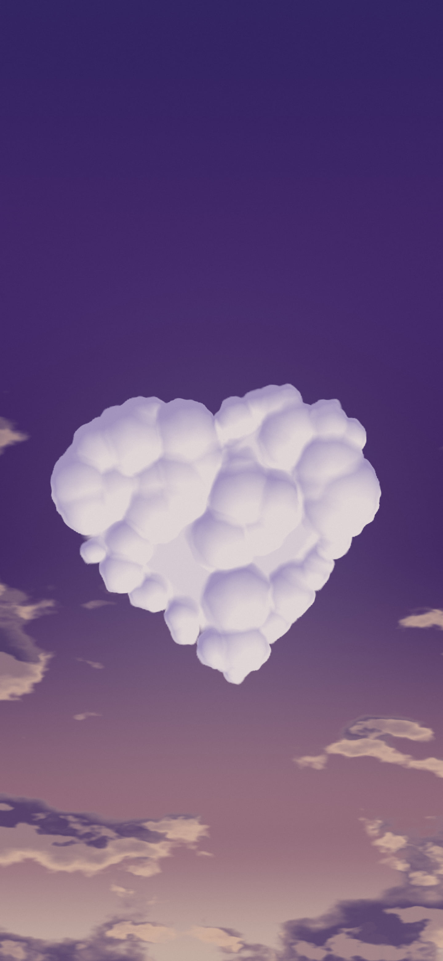 Dark Purple Heart Cloud Sky wallpaper for iPhone and Android